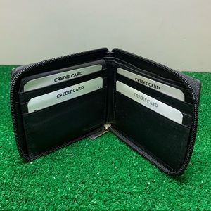 Brand New Leather Slim Zippered Wallet For Men Bifold Wallet With ID Window